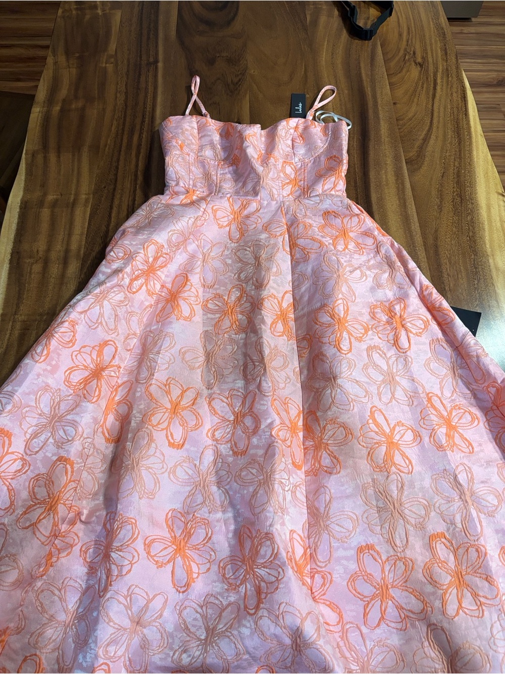 Lulu's Pink Dress with Orange Floral Embroidery - Picture 6 of 6